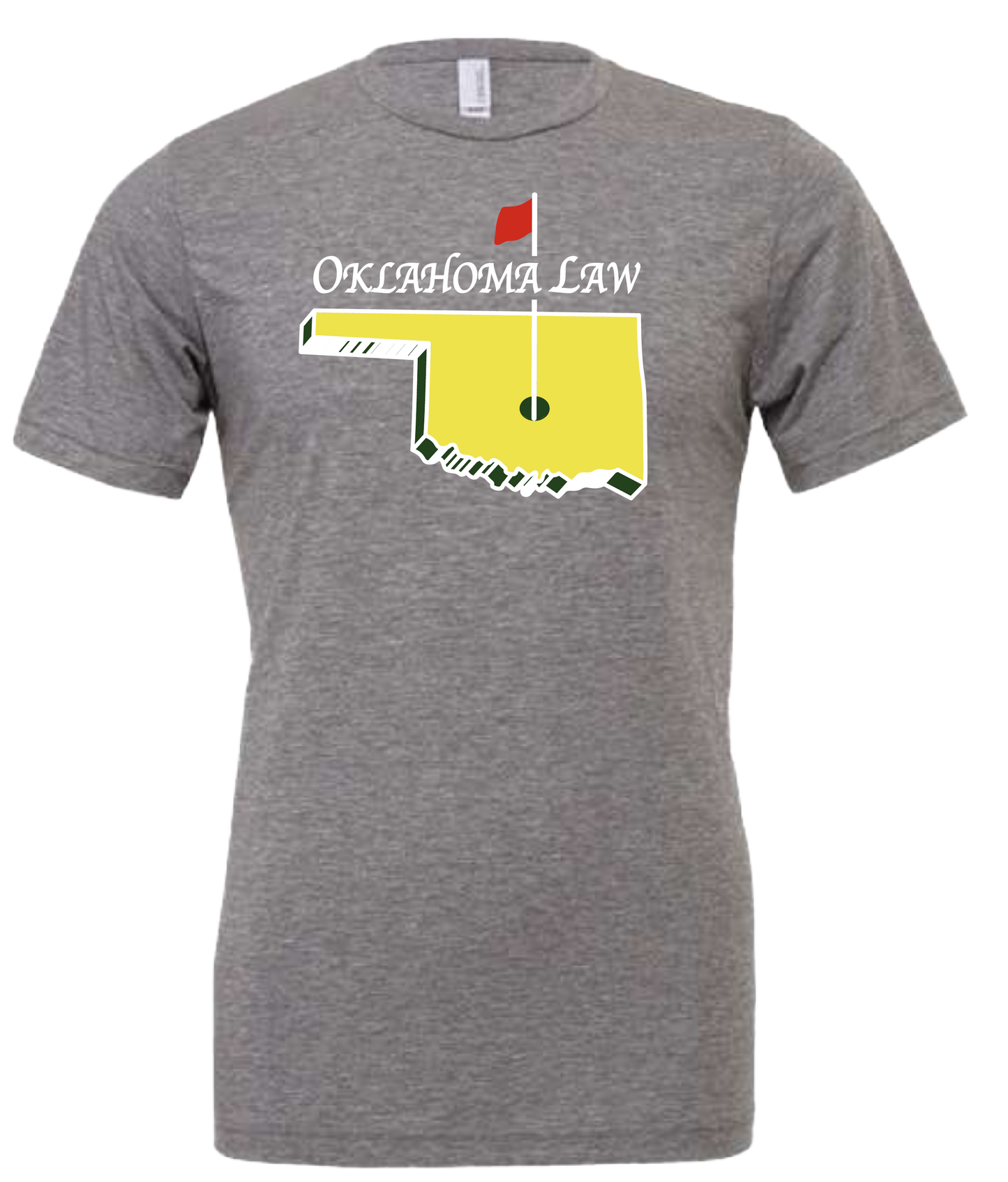 front: Oklahoma Law OK Golf/ back: OU FedSoc An Organization Unlike Any Other t-shirt