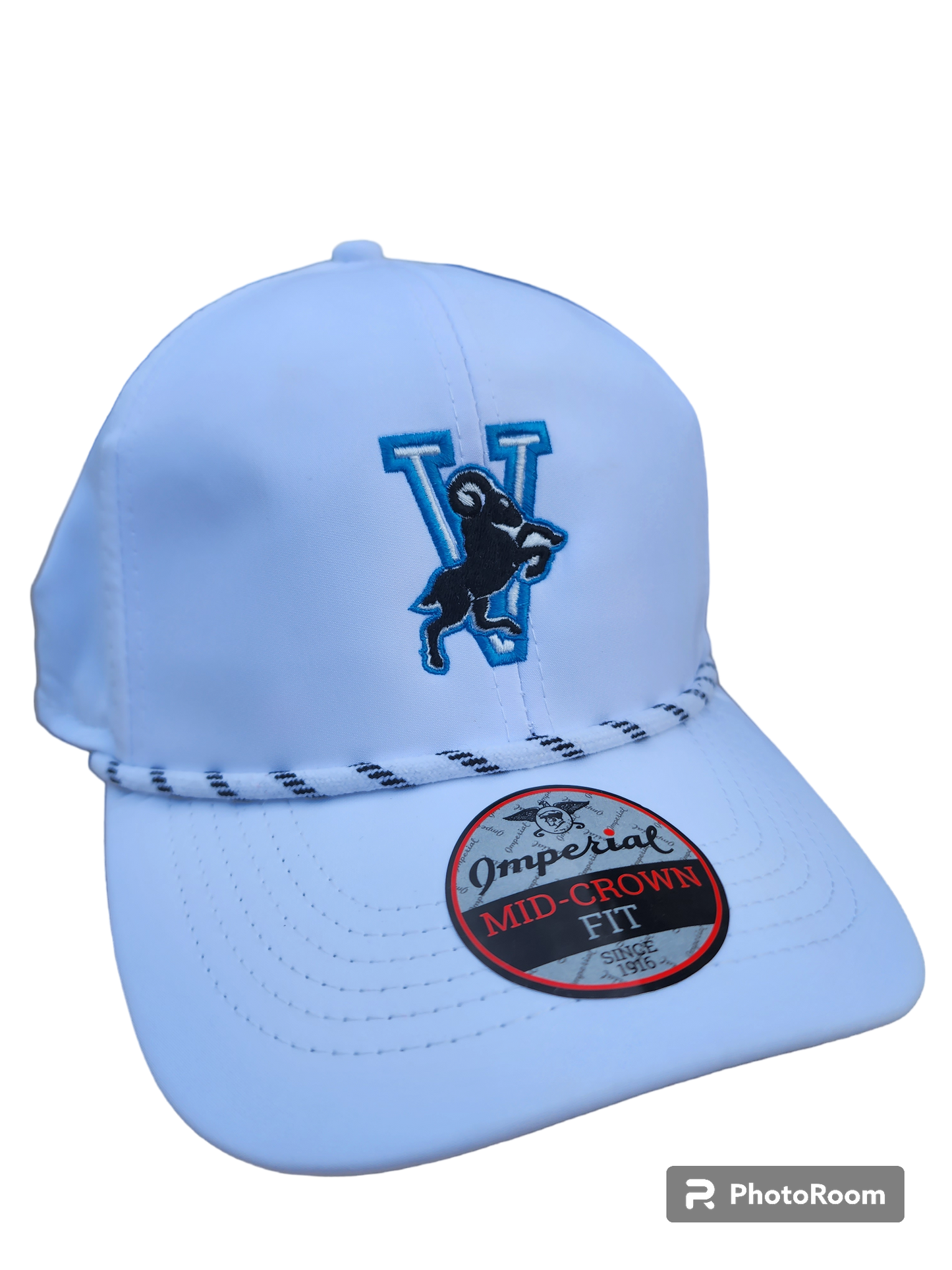 V athletic logo Imperial mid-crown hat